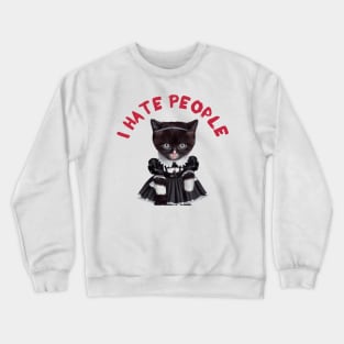 I Hate people cat dressed as Wednesday Addams Crewneck Sweatshirt